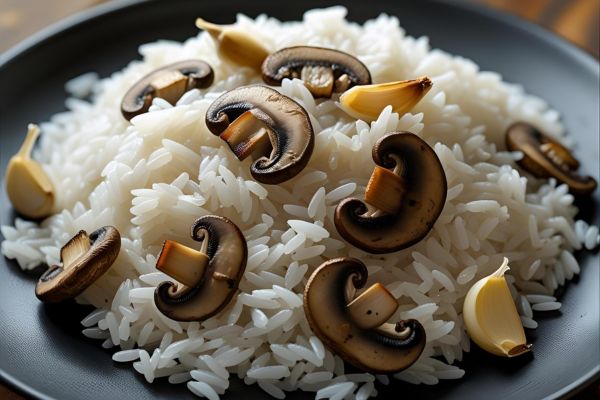 Ingredientes para el arroz con setas y ajo