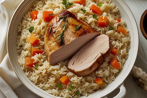 Ingredientes para el arroz con pechuga de pavo