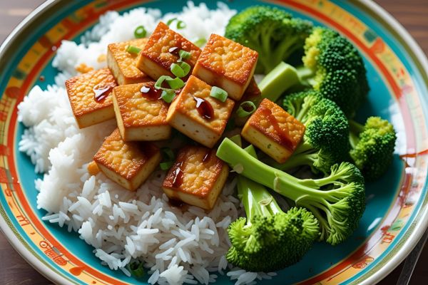 Ingredientes para el arroz con tofu y brócoli