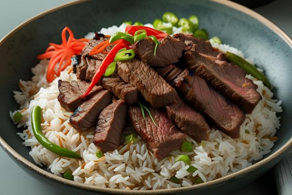 Ingredientes para el arroz con ternera a la parrilla