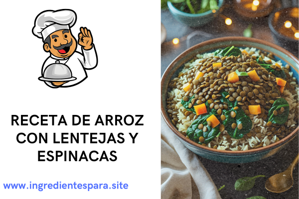 Ingredientes para el arroz con lentejas y espinacas