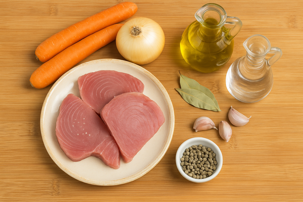 ingredientes para preparar atún en escabeche