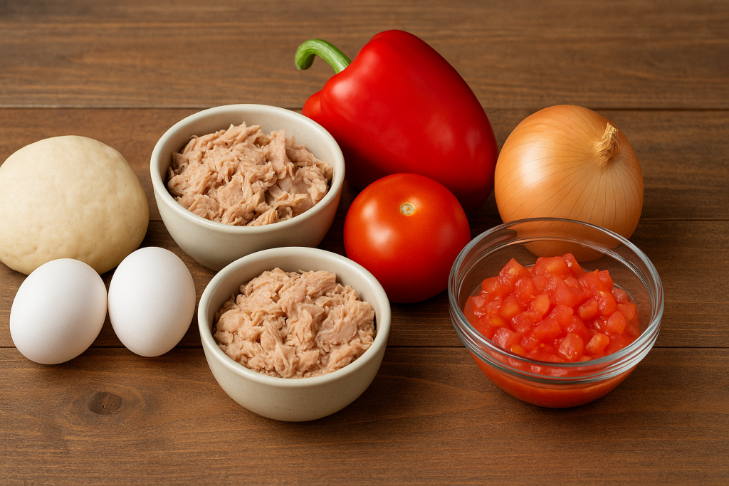 Ingredientes frescos para empanadas de atún