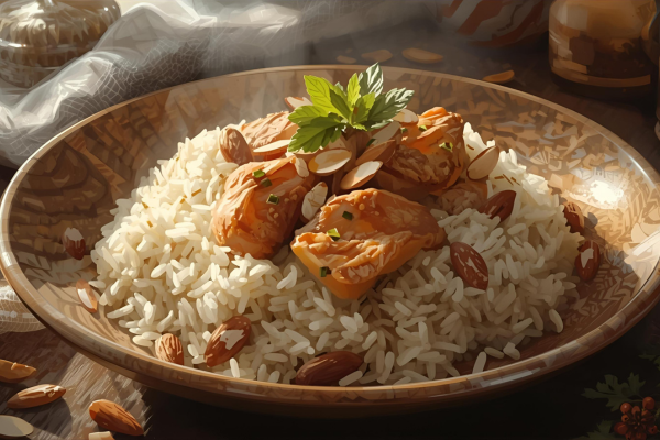arroz con pollo y almendras