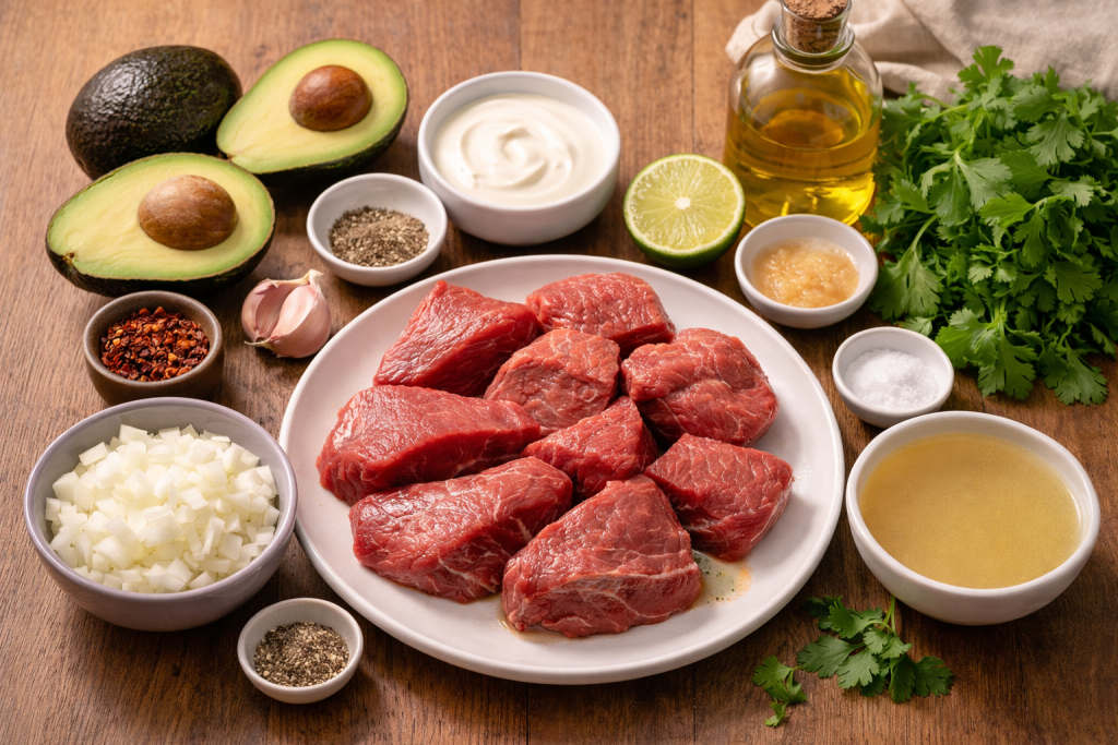 carne en salsa de aguacate