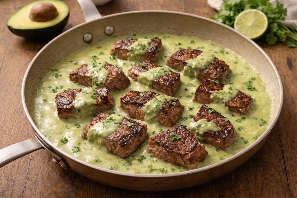 carne en salsa de aguacate