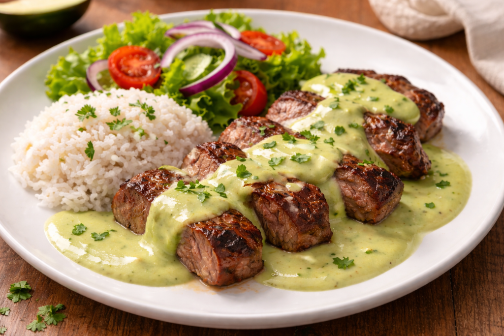 carne en salsa de aguacate